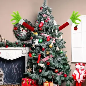 Christmas Tree Decoration Arm, Plush Monster Elf Hand, Fuzzy Body Decor for Xmas Trees, Holiday Party Supplies