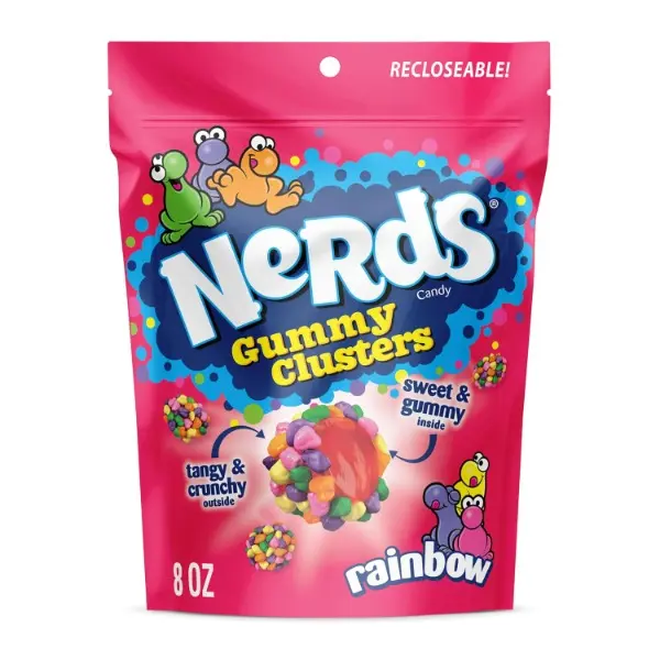 Crunchy Rainbow Gummy Clusters Novelty Candy - Chewable, Bite-Size, Soft Sweet Flavor Snack, 8 oz Party Snacks for Watch Party Candy Enthusiasts