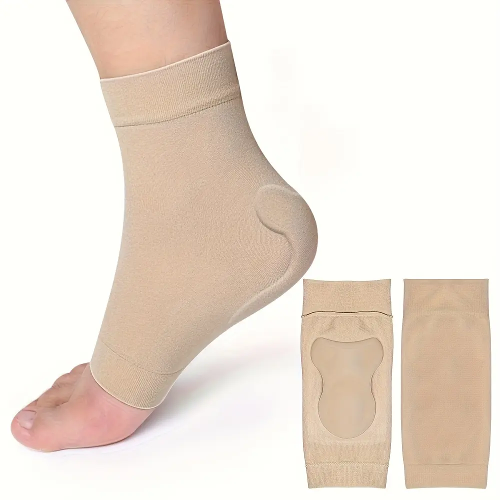Achilles Heel Sleeves with Gel Padding, Compression Fit Support Socks for Haglund Bump Protection, Suitable for Most Sizes, 1 Pair/2 Pairs