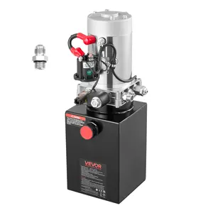 VEVOR 6 Quart Hydraulic Power Unit, Summervibes,Summervibes, Single Acting Dump Trailer Pump, 3200 PSI Max Relief Pressure & 0.91 GPM Flow Rate, DC 12V Hydraulic Pump with Metal Reservoir for Dump Trailer Car Lifting, Black