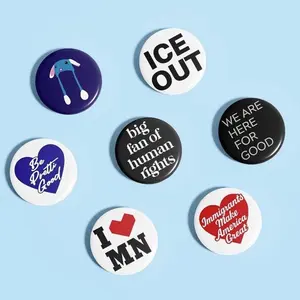 7 Ops Progressive Protest Pin Button, Ant!!!!! ICE Pro Immigration Pin Button, Human Rights Political Button Set