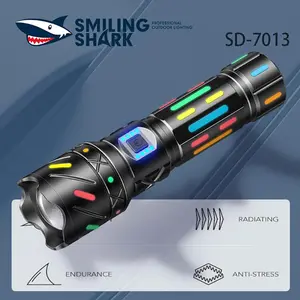 【SD-7013】Smiling shark M77 white laser long-range strong light flashlight telescopic zoom long battery life multi-level adjustment luminous flashlight