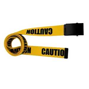 Caution Tape Belt - Unisex Small to Plus Size - Multiple Buckle Options - Bold Yellow Polyester Webbing - DareToBeBold Fashion Statement
