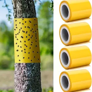 Dual-Sided Sticky Insect Barrier Tape, Outdoor Pest Control, Self-Adhesive, Prevents Whiteflies, Ants, Moths, Suitable for Trees and Gardens