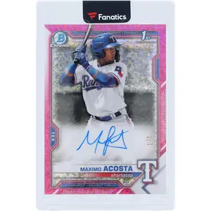 Maximo Acosta Texas Rangers Autographed 2021 Bowman Chrome 1st Bowman Pink Refractor #BSPA-MAC #1/1 Card - Fanatics Authentic Certified