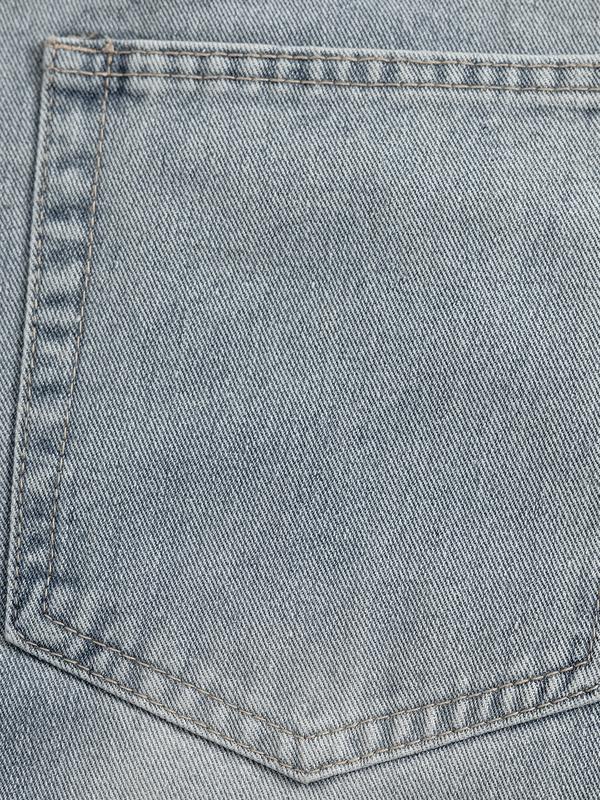 Customized Black Denim Pants Men's Wide-Leg Jeans Loose Casual Streetwear Trousers