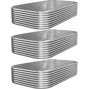 3 count Galvanized Raised Garden Bed Outdoor, Metal Garden Bed for Vegetables, Above Ground Garden Box for Flower, Steel Raised Beds for Gardening - 3x2ft