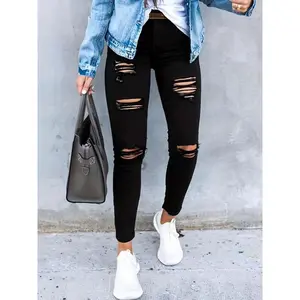 Women's Jeans Women's Stylish Distressed Skinny Jeans - Slim Fit with Ripped Details, Stretchable Casual Denim, Perfect for Every Day