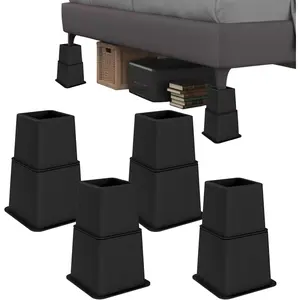 Heavy Duty Bed Risers Set of 4 Adjustable Furniture Risers, 3 5 8 Inches Elevation Heights, Supports Up to 1300 lbs for Bed Couch Table Chair