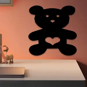 1pc Elegant Heart and Bear Metal Wall Art, Elegant Heart and Bear Statue Mural, Perfect for Bedroom, Boudoir, Love Alcove Decor, Graduation Decor, Ideal Gift for Graduates autumn home decor