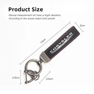 Premium Vintage Suede Leather Car Keychain Durable Metal Car Key Ring For Chrysler 300c 200 Pacifica Phev Voyager Sebring Aspen PT Cruiser Airflow Crossfire Concorde
