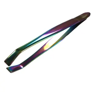 Forgica Multi Color Tweezers Curved Titanium Color For Long Lasting