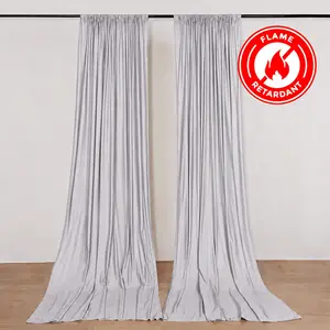 2 Pack 5ftx10ft Silver Scuba Polyester Backdrop Drape Curtains, Durable Flame Resistant Event Divider Panels Wrinkle Free With Rod Pockets