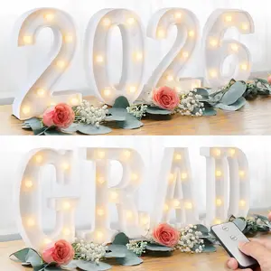 2026 Graduation Decorations Deals - 8 LED Marquee Light Up Letters 'GRAD 2026' with Remote - Ornaments for Class of 2026 Preschool High School College Wall Table Centerpieces Supplies