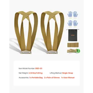 VEVOR Moving Straps, 2-Person Lifting and Moving System with 2 Harness Straps, 1 Load-bearing Strap 1 Handheld Strap, Adjustable Lifting Shoulder Straps Move Furniture Appliances Mattresses