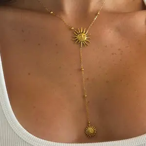 EVRY JEWELS Gold or Silver Plated Women's Hypoallergenic Sunny Glow Lariat Necklace