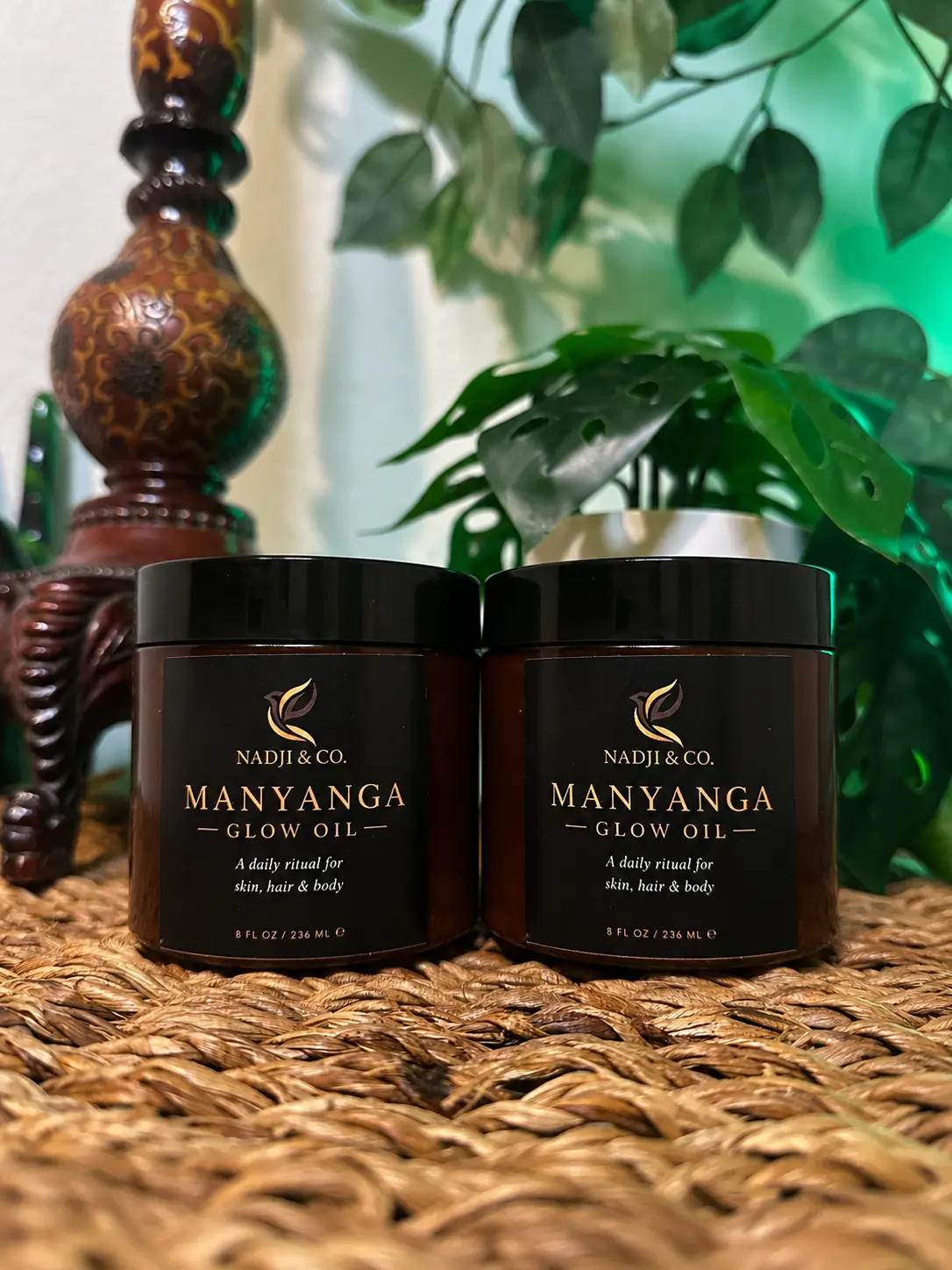 Manyanga Best Value Duo – 2 Multi-Use Palm Kernel Oil Jars (2 × 8 oz / 236 mL)