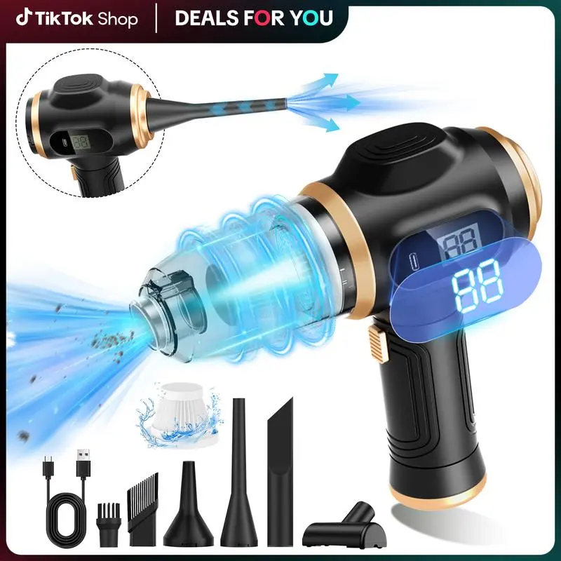 Cordless Handheld Car Vacuum Kit, Powerful Automotive Interior Cleaner with Detailing Tools - Sucks Hidden Crumbs, Pet Fur, Mat Dirt for Sedans, Electronics