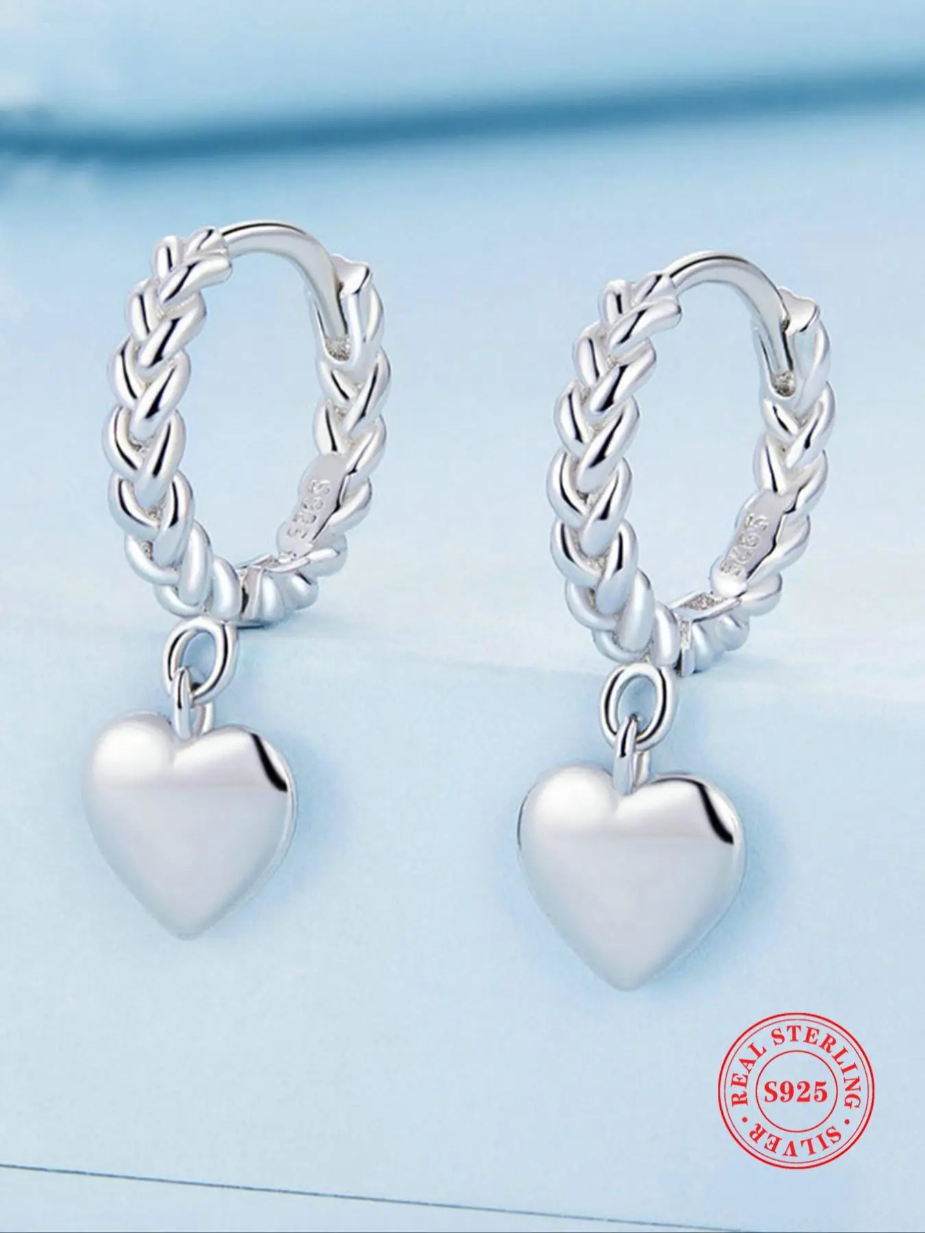 925 Sterling Silver Heart Shaped Dangle Earrings, Fashionable Earrings for Women, Daily Clothing Decor, Trendy All-match & Exquisite Jewelry for Birth