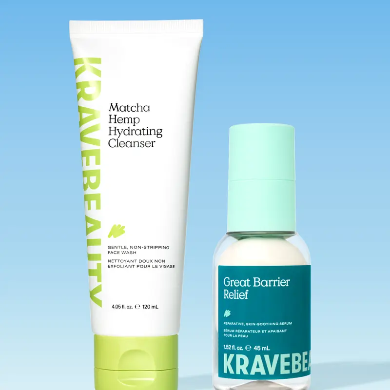 KraveBeauty Barrier Builder Duo to Cleanse & Soothe Skin with Gentle, Non-stripping Cleanser and Barrier Repair Serum