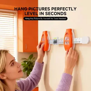 Picture Hanging Tool Sturdy with Built in Level Magnetic Level Ruler Kit 3 In 1 Multifunction Fixed Point Balance Align Rulers for Frames Mirrors Shelves