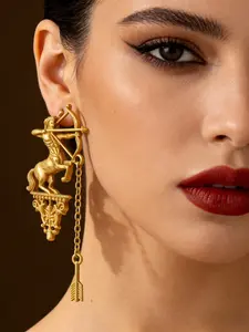 Vintage Lion Man Angel Earrings, Ancient Mythical Bow Pendant Earings, Middle Ages Palace Style High-Quality Jewelry