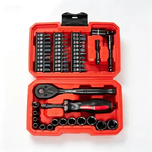 Professional 48-Piece Mini Socket Ratchet Wrench Set, 1/4 Inch Drive Metric Shallow Sockets (4-14mm) 6-Point, 72-Tooth Mini Ratcheting Wrench, Screwdriver Bit Set, Universal Joints, 3 Inch Extensions