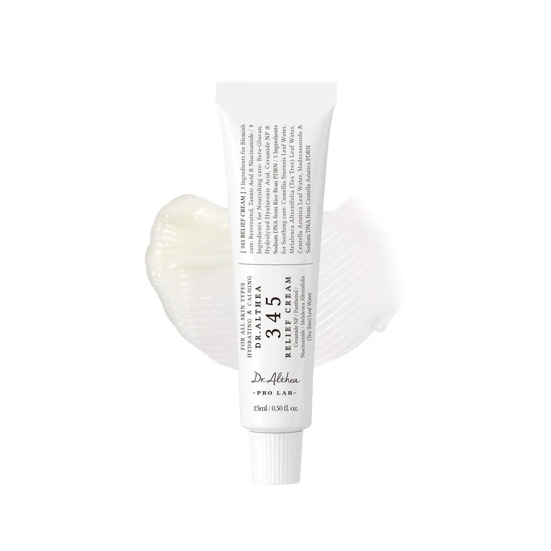 Dr.Althea 345 Relief Cream, 0.50 Fl Oz (Ver.2 - Pack of 1) | PDRN, Hyaluronic Acid for Instant Hydration, Blemish, Post-Acne Vegan Face Moisturizer with Centella, Non-comedogenic