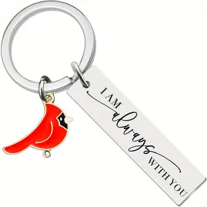 Stainless Steel Cardinal Keychain with "I Am Always with You" Engraving - Red Bird Charm, Stylish Keychain, Keychain Pendant, Perfect Christmas Gift for Loved Ones