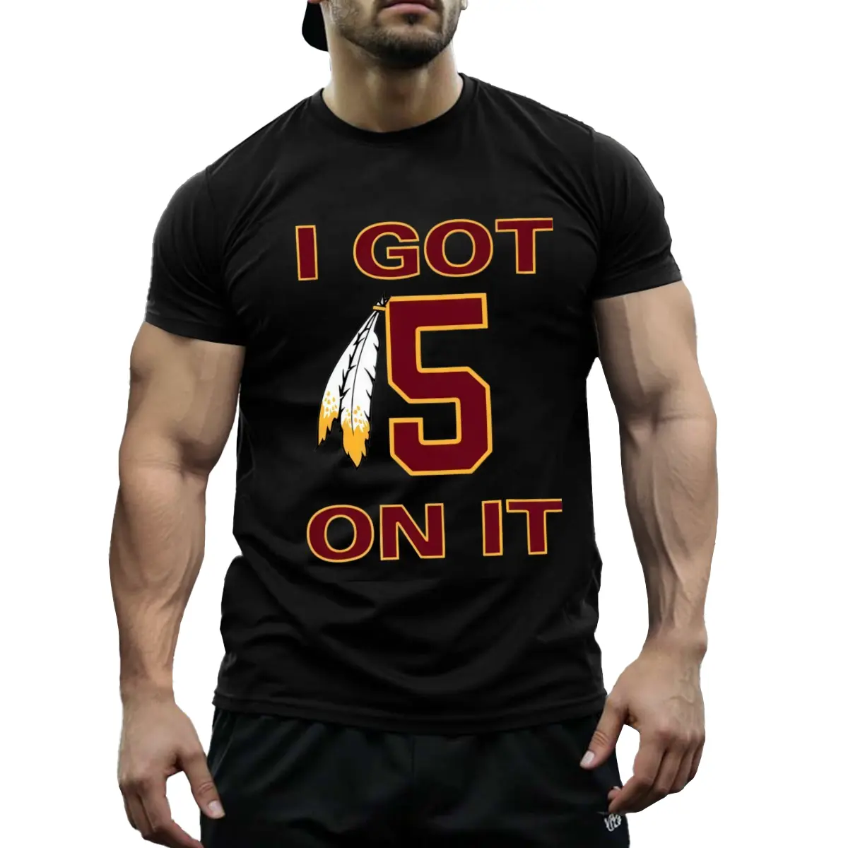 Men'S "I Got 5 On It" Graphic T-Shirt - Washington Football Team Print, Casual Round Neck Short Sleeve Cotton Tee, Comfortable & Breathable, Perfect for Outdoor Sports & Casual Attire, Everyday Clothi