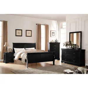 Louis Philippe Black Finish 2PCS Bedroom Set E. King