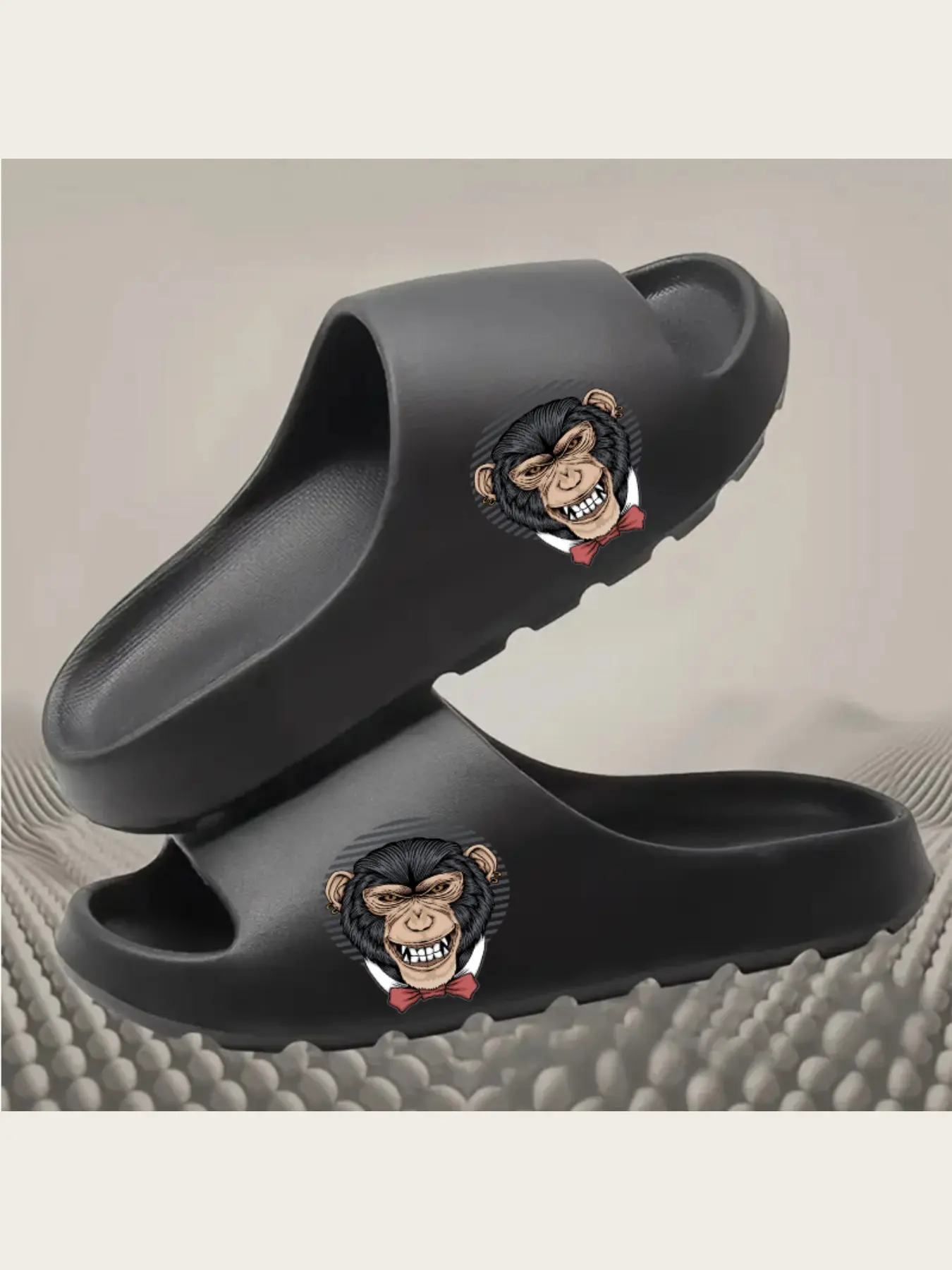Men's Fashion Slippers with Cool Monkey Print Design Comfortable Non-Slip Indoor Outdoor House Shoes for Summer Casual Wear Lightweight Breathable Slip-On Footwear for Home Beach Pool Party