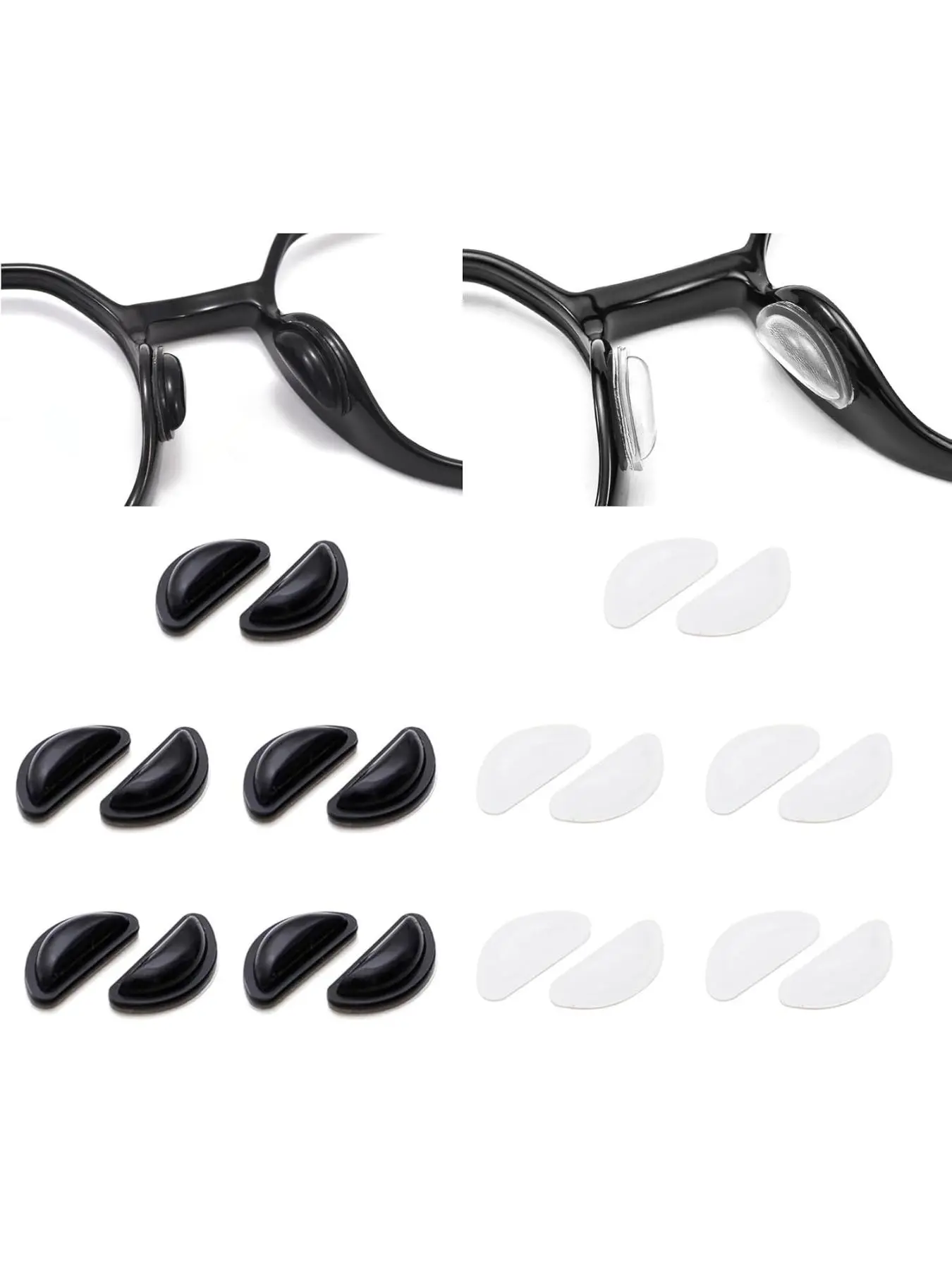 Soft Silicone Nose Pads for Glasses, 5/12/20 Pieces, Cushioned Design, 3.5mm Height Increase, Suitable for Plastic Frames, Daily Wear, Glasses Grips, Glasses Nose Pad Replacement, Silicone Nose Pads for Eyeglasses