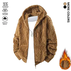 Men's Winter New Fleece Jacket with Trendy Zipper Design Hooded Coat, Simple Versatile Long Sleeve Cardigan Suitable for Outdoor Wear, Comfortable and Warm Casual Sports Commuter Multi-Functional Jacket Lightweight Fabric Comfortable Material Zipper Jacke