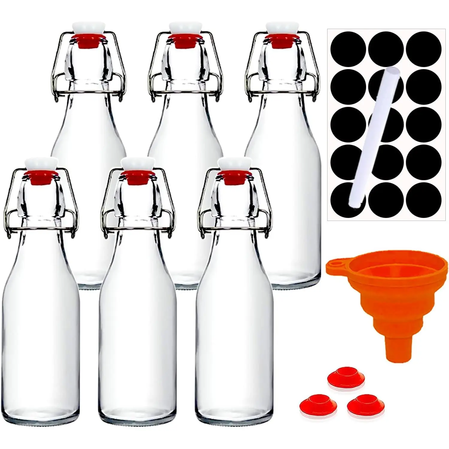 Swing Top Glass Bottle  Kombucha Bottles 8oz Vanilla Extract With Airtight Lid Flip 6 Pack