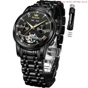 Brand OLEVS Automatic Watch for Men Self Winding Mechanical Luxury Business Stainless Steel Multi Calendar Waterproof Luminous Wrist Watches