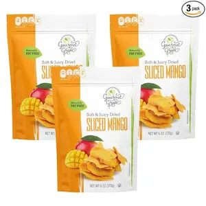 Gourmet Grove - Natural Dried Mango Slices 18 OZ Pack of 3 Pouch | Soft, Juicy, Sliced Mangoes | Lightly Sweetened - (Pack of 3)