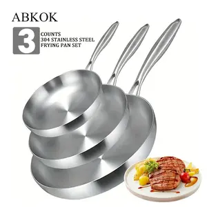 Stainless Steel Non-Stick Skillet Set, Nonstick Frying Pan, Fast Even Heating for All Stovetops, Ideal for Frying Eggs & Steaks, Essential Kitchenware