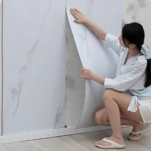 Marble Floor Wall Sticker Roll, Self-Adhesive Removable Vinyl Tile, Waterproof Easy Clean, Durable Marble Pattern, Bathroom Kitchen Living Room Bedroom Decor