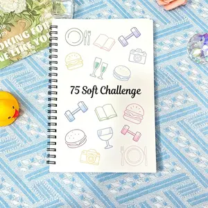 [75 Soft Challenge] Journal Planner, 75 Days Productivity & Efficiency Record Notebook, A4 Spiral Daily/Weekly/Monthly Planner Book, Office Stationery & Supplies, Holiday & Year-Round Essential