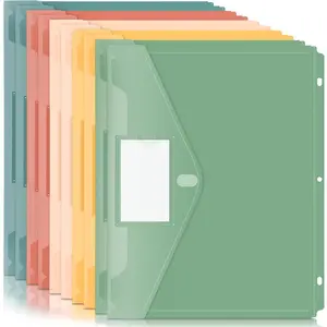 Binder Pocket, 10 Pack Super Heavyweight Plastic Folders with Tight Closure, Binder Folders Side Loading, 3 Ring Binder Pocket, Binder Dividers with Pockets, Letter Size, Retro Series