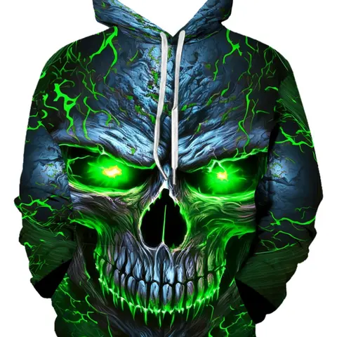 Men's 3D Skull Print Hoodie, Graphic Sweatshirt with Pocket, Casual Elastic Fit, Fall Winter Sportswear, Comfortable Wear