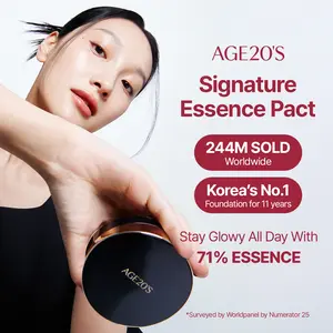 [Now in 20 Shades] [AGE20'S Official] NEW SIGNATURE ESSENCE PACT INTENSE CONVER SPF 50+ Foundation Vegan Clean Beauty 3 in 1 Latte Beige White Gold Compact Makeup