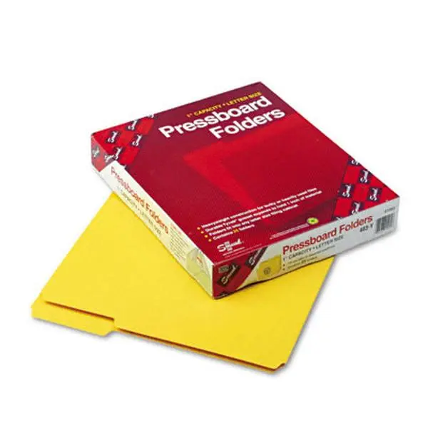 Smead 21562 Recycled Pressboard Expanding Folders, 1 in. Expansion, 1/3 Cut 1/2" High Tabs, Letter Size, YW, 25/Bx, Acid Free SFI Certified, Accordion-Pleat Office Filing Folder