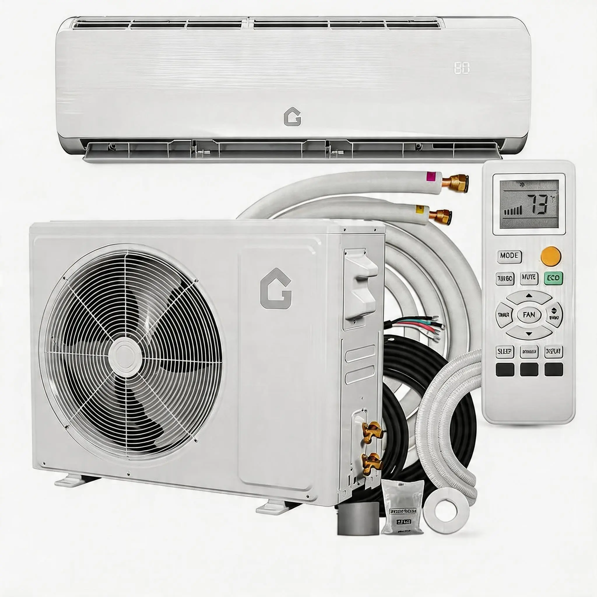 18000 BTU Mini Split Air Conditioner & Heat Pump, 19 SEER Inverter Split System AC, 230V Ductless AC with R32 Refrigerant, 50ft Airflow for Rooms up to 1250 Sq Ft