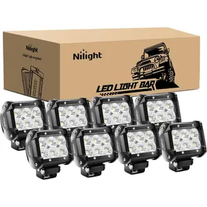 Nilight LED Pods 8PCS 18W 1260lm Flood LED Light Bar Driving Fog Light Off Road Lights Work Light 24V 12V for Motorcycles Van Camper Wagon Car Pickup ATV UTV SUV Truck Boat   Waterproof  dealsforyoudays