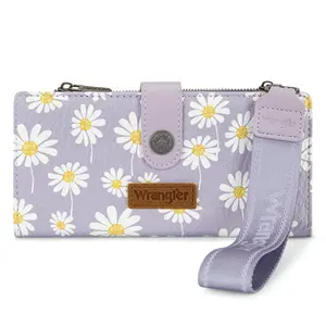 Wrangler Womens Wristlet RFID Phone Wallets, Card Cases & Money Organizers Large Bifold Credit Card Wallet Ladies Female Minimalist Clutch Travel Wallets with ID Window