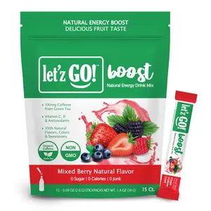 Let'z Go Boost - Mixed Berry - Natural Energy + Immunity Drink Mix - 15 Stickpacks