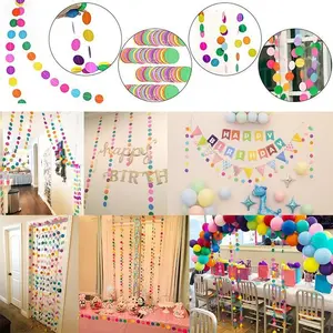 1pc, Rainbow Paper Garland Circle Dots - 13ft (26 Ft) - Perfect for Birthday, Wedding, Baby Shower, Classroom, Candyland, and Streamers Party Supplies