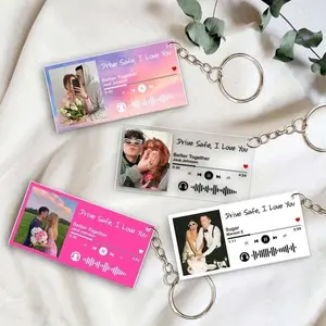 Song Keychain, Custom Photo Keychain, Couple Keychain, Music Keychain, Valentines Day Gift for Him, Drive Safe Gift, Photo Couple Gifts